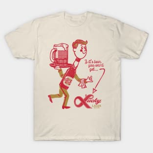 Lucky Retro Defunct Beer Man T-Shirt